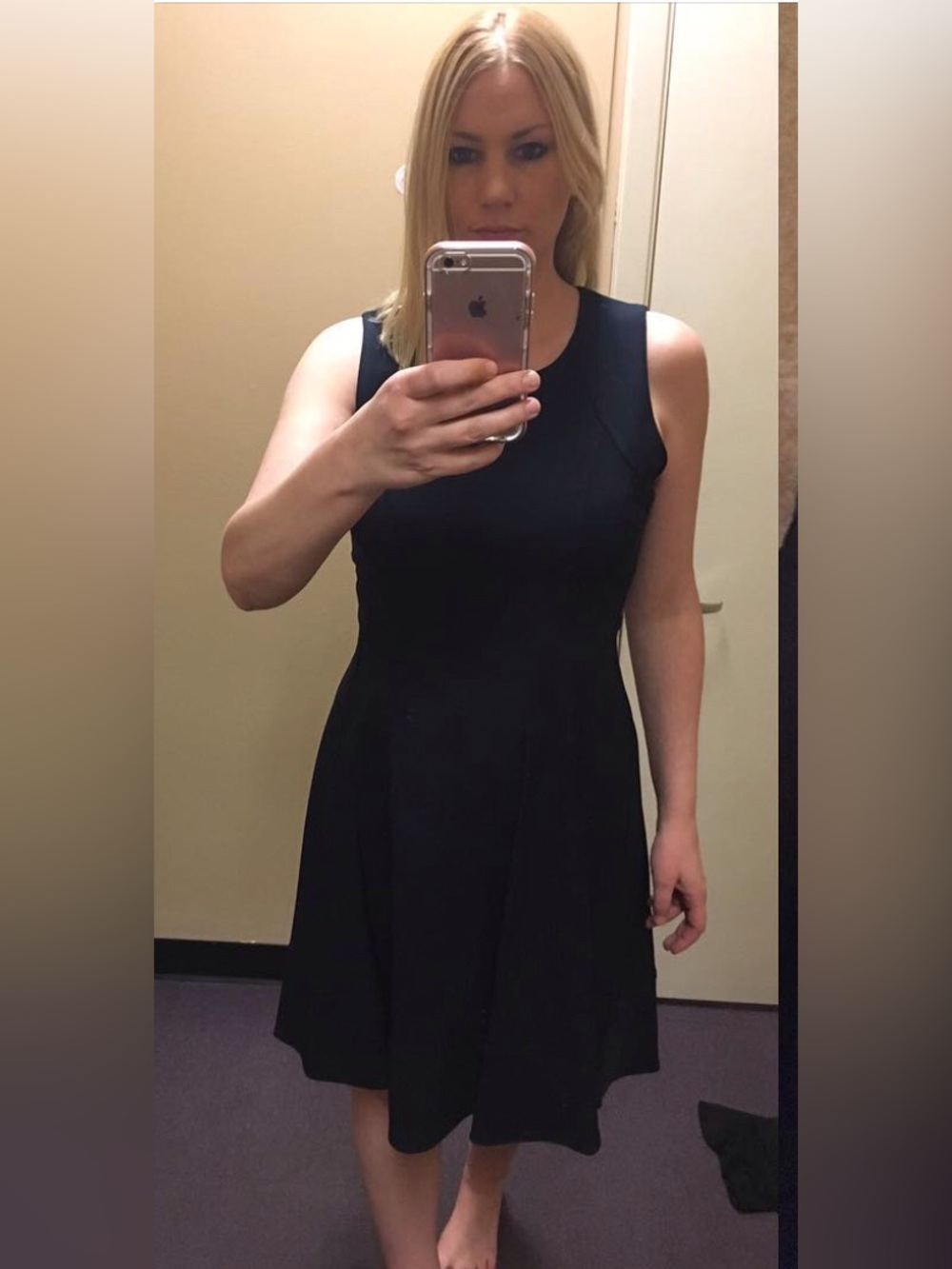 Liz Claiborne Navy Sleeveless Fit-and-Flare Dress